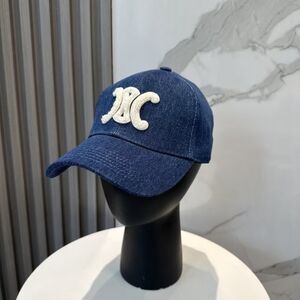 Celine Triomphe Dark Wash Denim Baseball Cap